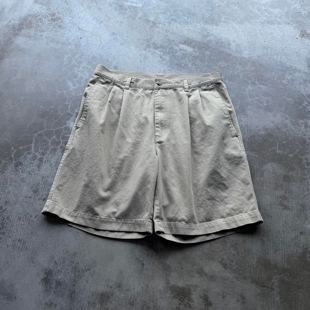 Vintage 90's Joseph Abboud khaki pleated above the knee cotton shorts